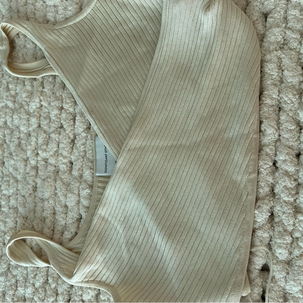 Significant Other Cream Ribbed Wrap Top - Picture 5 of 9